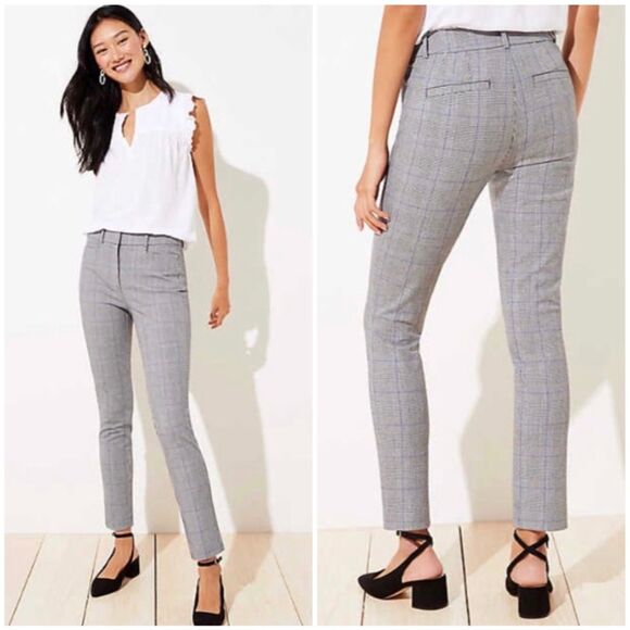 LOFT High Waist Skinny Pants in Glen Plaid - Picture 1 of 11